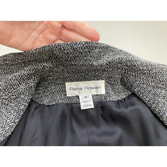Rena Rowan Blazer Womens 8 Wool Blend Textured Tweed Jacket Pockets Casual Gray - Picture 7 of 15
